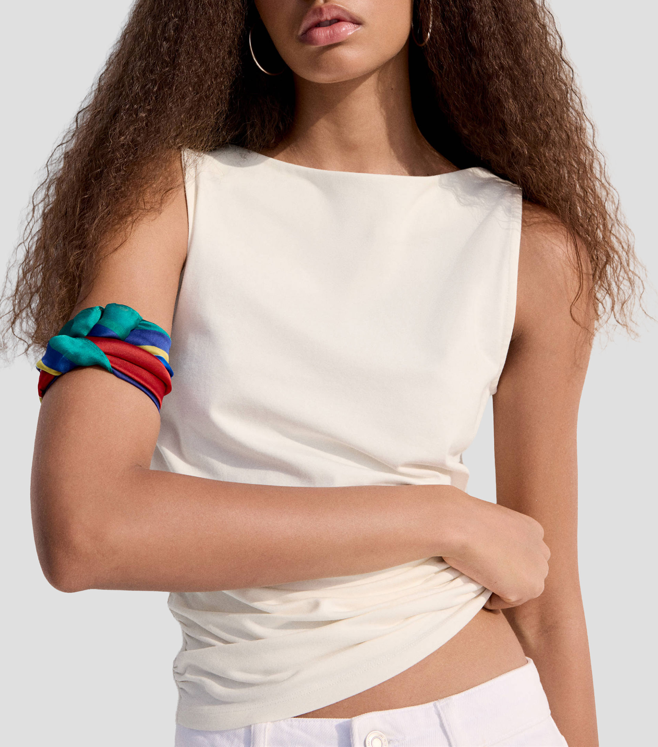Top cuello barco sin mangas liso Mujer